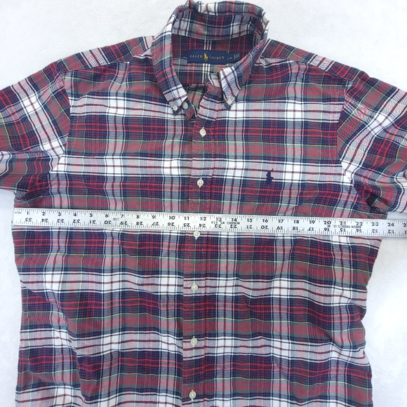Ralph Lauren Shirt Mens Large Button Down Red Green Blue Plaid Long Sleeve - Picture 4 of 6